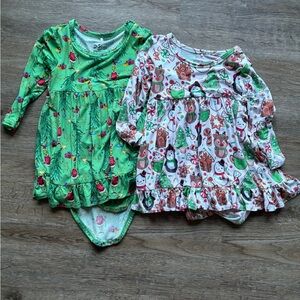 Posh Peanut Grinch and Christmas Cookie Bodysuit Dress Bundle